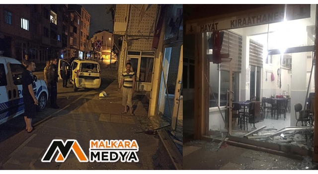 Malkara'da kontrolden çıkan araç kahvehaneye girdi
