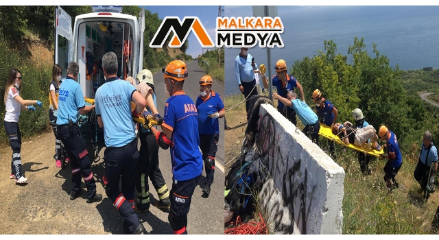 Seyir halindeki otomobil 40 metre uçurumdan yuvarlandı