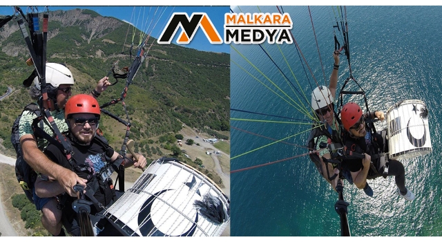 600 metrede paraşütte davul çaldı