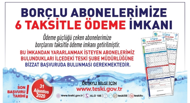 Su faturalarını ödemede güçlük çeken abonelere taksit imkanı