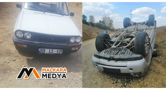 Malkara'da otomobil ile çarpışan lüks araç takla attı: 4 kişilik aile burnu bile kanamadan çıktı