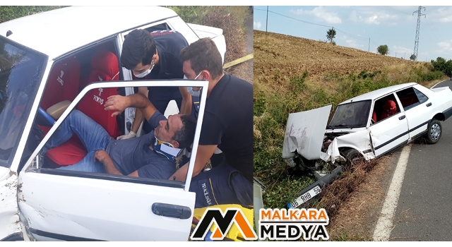 Malkara’da otomobil şarampole uçtu: 1 yaralı
