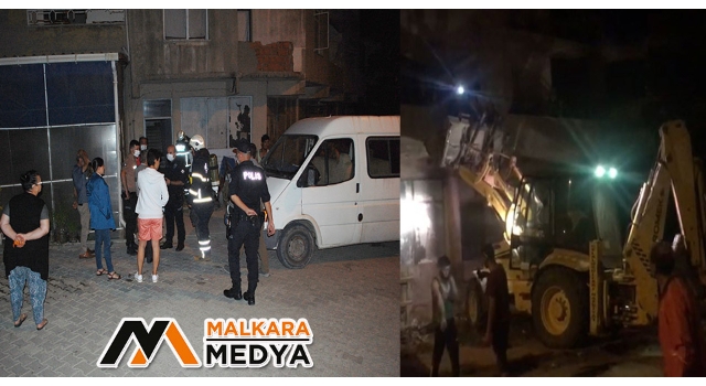 Malkara'da yangında panikleyen 10 işçiyi kepçeyle kurtardı
