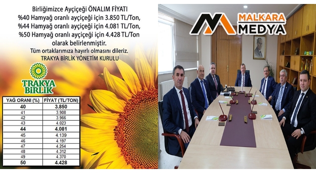Trakya Birlik’ten ayçiçek üreticisine müjde