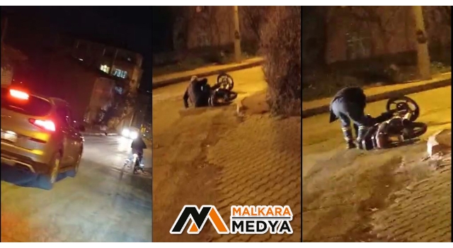 Malkara'da alkollü olduğu iddia edilen motosikletlinin tehlikeli yolculuğu kamerada