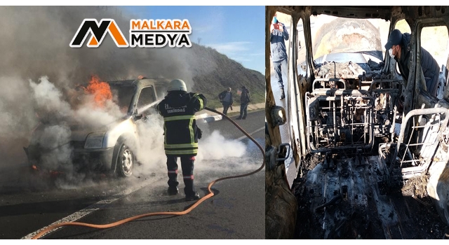Malkara'da 2 kişinin ölümden döndüğü yanan araçtan geriye hurda yığını kaldı