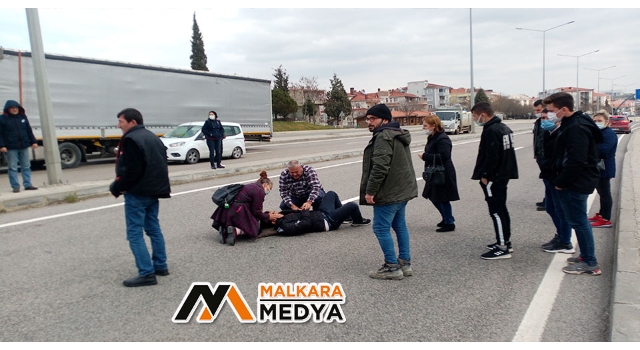Malkara'da yola fırlayan yayaya tır çarptı, o anlar kameraya yansıdı