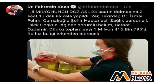 Bakan Koca, 24 saat dolmadan aşıda rekor sayıyı duyurdu