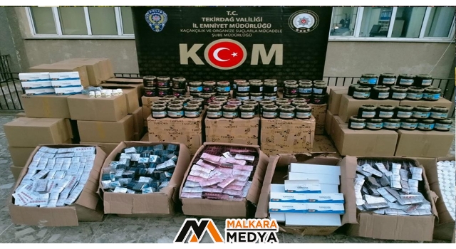 Tekirdağ'da 1 ton nargile tütünü ve 258 bin cinsel hap ele geçirildi