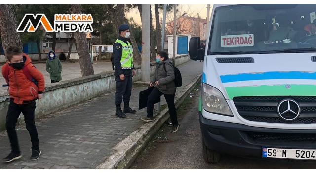 Malkara'da Jandarmadan okul servislerine sıkı denetim