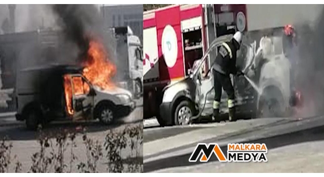 Malkara'da akaryakıt istasyonunda araç yangını paniğe neden oldu