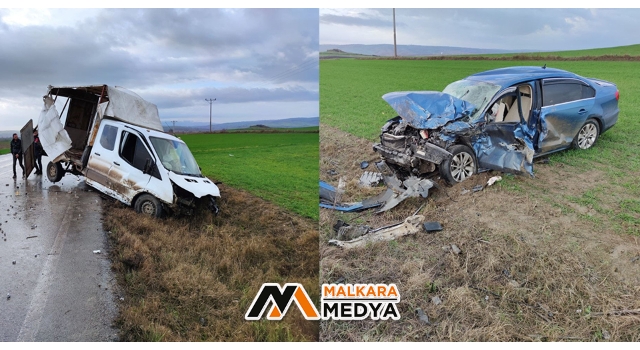 Malkara'da otomobil ile kamyonet çarpıştı: 2 yaralı