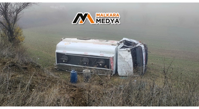 Malkara'da yakıt tankeri devrildi: 1 yaralı