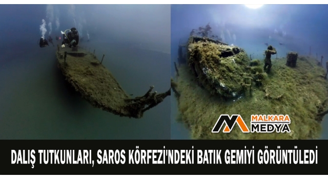 Dalış tutkunları, Saros Körfezi'ndeki batık gemiyi görüntüledi