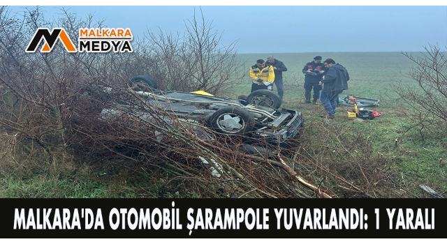 Malkara'da otomobil şarampole yuvarlandı: 1 yaralı