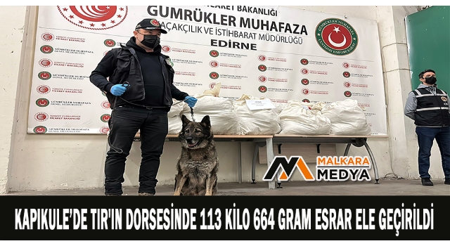 Kapıkule’de TIR'ın dorsesinde 113 kilo 664 gram esrar ele geçirildi