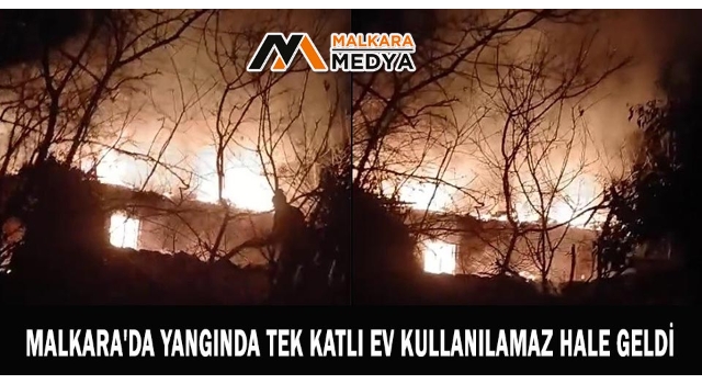 Malkara'da yangında tek katlı ev kullanılamaz hale geldi