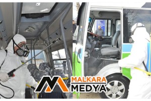 Malkara’da araçlara dezenfeksiyon çalışması yapıldı