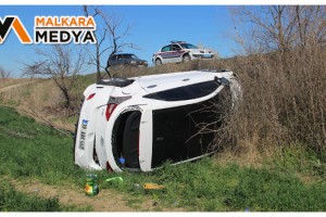 Malkara'da Otomobil Şarampole Yuvarlandı, 3 Yaralı