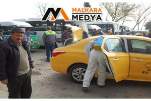 Malkara’da taksi ve minibüsler ilaçlanıyor