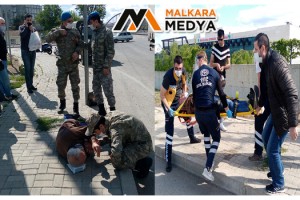 Malkara'da epilepsi nöbeti geçiren vatandaşın yardımına astsubay koştu