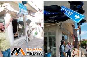 Malkara'da fırlayan tabela teğet geçti
