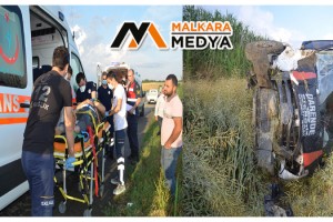 Tekirdağ'da şarampole yuvarlanan minibüs takla attı: 7 yaralı