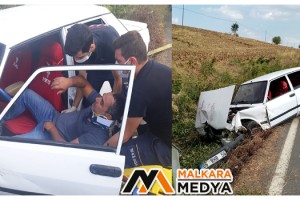 Malkara’da otomobil şarampole uçtu: 1 yaralı