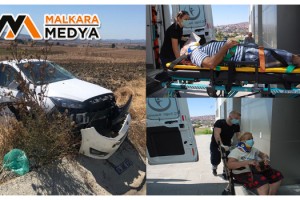 Malkara'da otomobil şarampole uçtu, yaşlı çift yaralandı