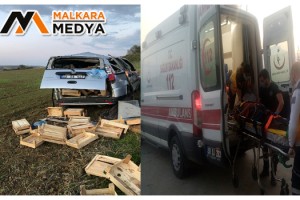 Malkara'da araç tarlaya uçtu, onlarca sandık etrafa saçıldı: 1 yaralı