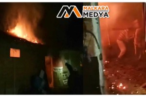 Malkara'da hayvanların bulunduğu ahır alev alev yandı