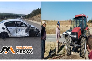 Malkara'da traktörle çarpışan otomobil takla attı: 1 yaralı