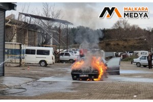 Malkara'da cami imamının LPG’li otomobili alev topuna döndü