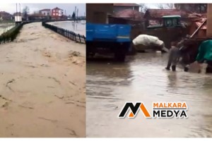 Edirne’de sağanak nedeniyle dere taştı