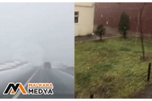 Malkara ile Keşan ilçesi arasında yağan kar kısa süreli sevinç yaşattı