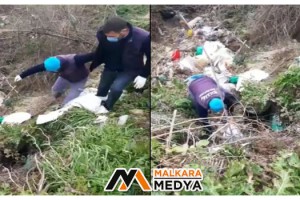 Malkara'da ayaklarından bağlayıp çuvala koydukları köpeği ölüme terk ettiler