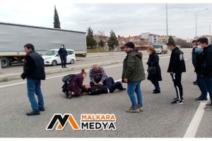 Malkara'da yola fırlayan yayaya tır çarptı, o anlar kameraya yansıdı