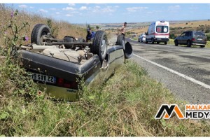 Malkara’da Yağ Dökülen Yol’da Otomobil Takla Attı, 2 Kişi Yaralandı