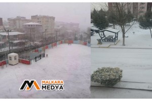 Tekirdağ'ın 2 ilçesinde eğitime kar engeli