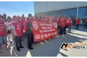 Tekirdağ’da maaşlarını az bulan belediye işçileri eylem yaptı