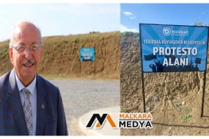 Eylemlere doymayan belediyenin önüne "Protesto Tabelası" konuldu
