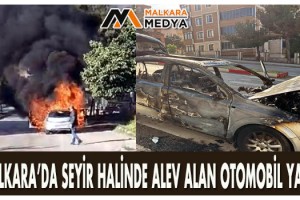 Malkara'da Seyir halinde alev alan otomobil yandı
