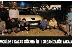 Otomobilde 7 kaçak göçmen ile 1 organizatör yakalandı