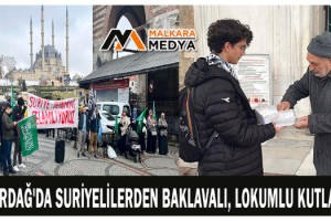 Tekirdağ'da Suriyelilerden baklavalı, lokumlu kutlama
